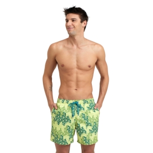 Pánske plavky - ARENA-MENS BEACH BOXER ALLOVER-610-soft green multi Mix XXL