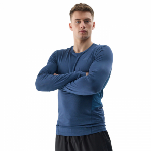 Pánske tréningové tričko s dlhým rukávom - 4F-LONGSLEEVE FNK-4FWSS24TFLOM183-32S-DENIM Modrá XXL