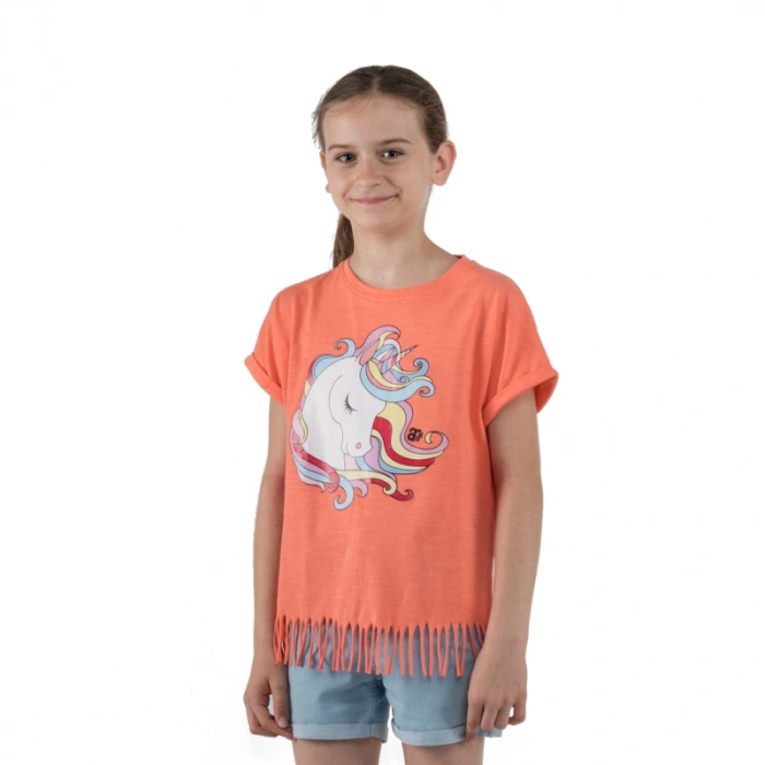 AUTHORITY KIDS-T-UNICORN_coral Oranžová 92/98 Dievčenské tričko s krátkym  rukávom - Go2Trip