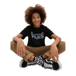 Chlapčenské tričko s krátkym rukávom - VANS-BY CLASSIC LOGO FILL BOYS-BLACK-TRUE BLUE Čierna S