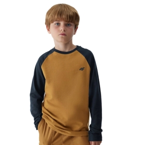 Chlapčenské tričko s dlhým rukávom - 4F-LONGSLEEVE-JAW23TLONM138-74S-GOLD Žltá 164