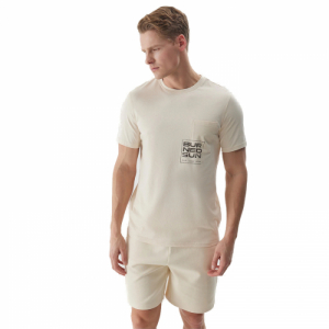 Pánske tričko s krátkym rukávom - 4F-TSHIRT-4FWSS24TTSHM1284-83S-BEIGE Béžová XXL
