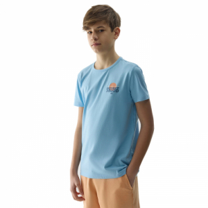 Chlapčenské tričko s krátkym rukávom - 4F JUNIOR-TSHIRT-4FJWSS24TTSHM1136-34S-LIGHT BLUE Modrá 164