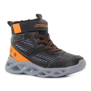 Chlapčenské vysoké zimné topánky - SKECHERS-Twisted Brights black/orange Čierna 35
