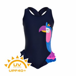 Dievčenské plavky - COLOR KIDS-Swimsuit w. animal UPF 40+ Dress Blues Modrá 116