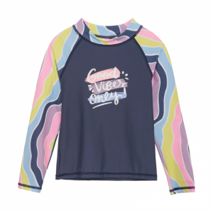 Dievčenské tričko na kúpanie - COLOR KIDS-T-shirt L/S W. Chest Print, lavender mist Mix 104