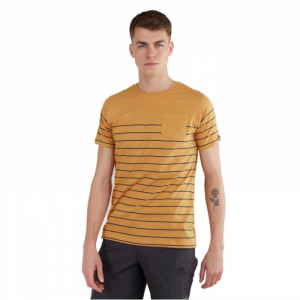 Pánske tričko s krátkym rukávom - FUNDANGO-Jaggy Pocket T-shirt-614-cinnamon Hnedá XXL