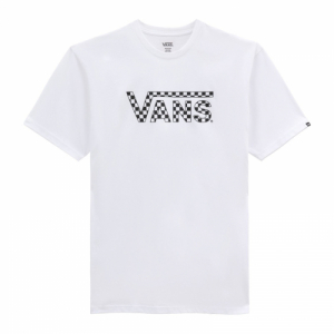 Chlapčenské tričko s krátkym rukávom - VANS-CHECKERED -B WHITE-BLACK Biela L