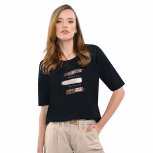 Dámske tričko s krátkym rukávom - VOLCANO-T-MOOM-700-BLACK Čierna XL
