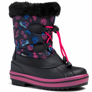 Dievčenské vysoké zimné topánky - WOJTYLKO-Amalebra black Čierna 35